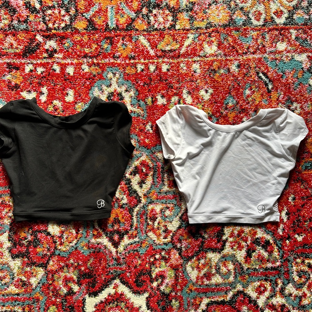 Bombshell Sportswear Black and White Crop Tops